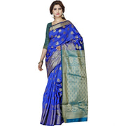 Women's Jacquard Woven Saree With Unstitched Blouse 5.5 Mtr (Blue)