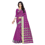 Women's Silk Blend Woven Saree With Unstitched Blouse 5.5 Mtr (Pink)