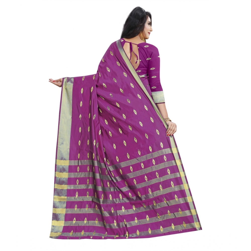 Women's Silk Blend Woven Saree With Unstitched Blouse 5.5 Mtr (Pink)