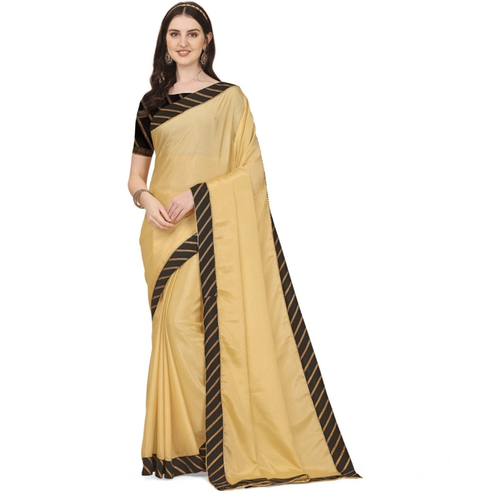 Women's Chiffon Self Design Saree With Unstitched Blouse 5.5 Mtr (Yellow)