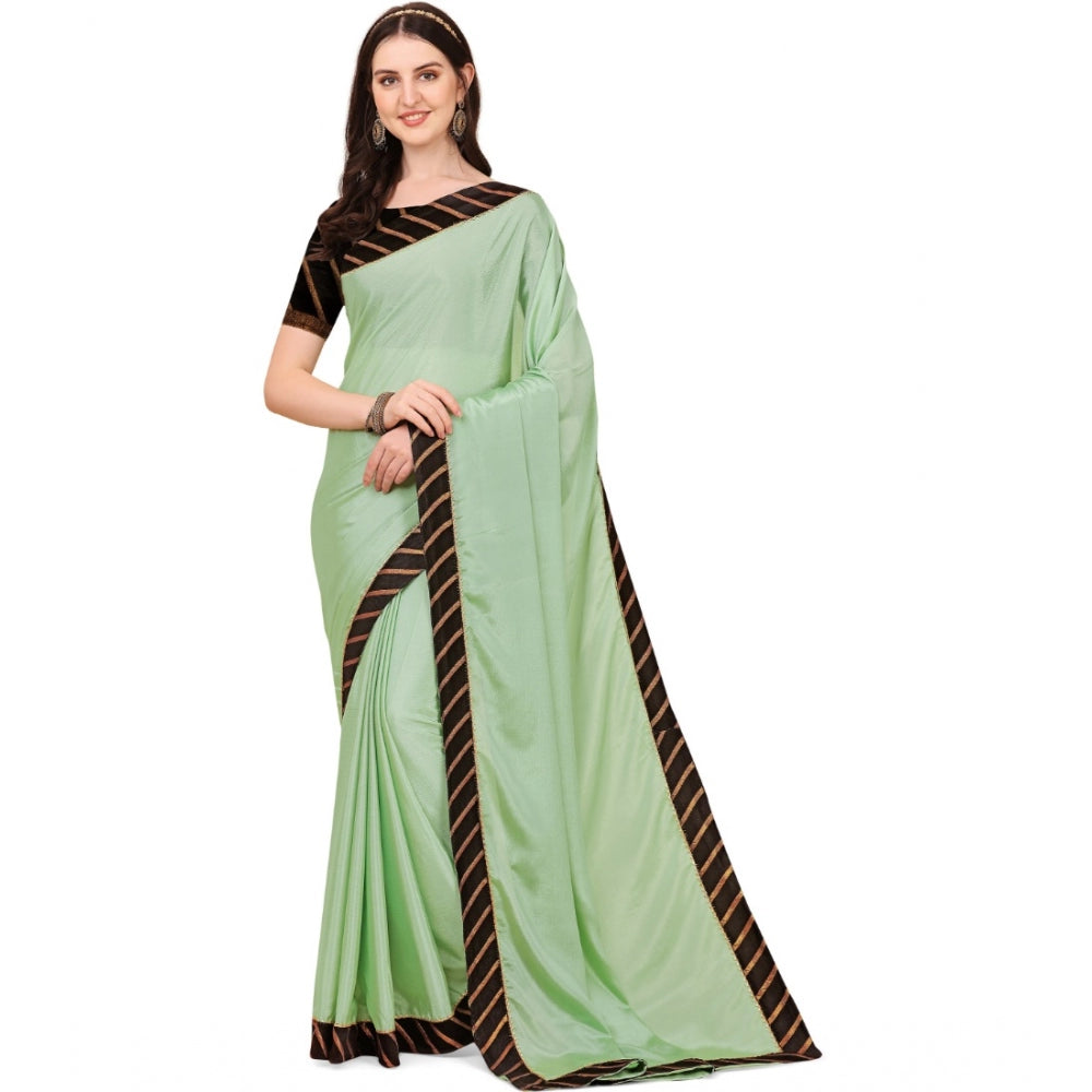 Women's Chiffon Self Design Saree With Unstitched Blouse 5.5 Mtr (Light Green)