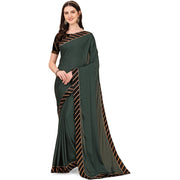 Women's Chiffon Self Design Saree With Unstitched Blouse 5.5 Mtr (Grey)