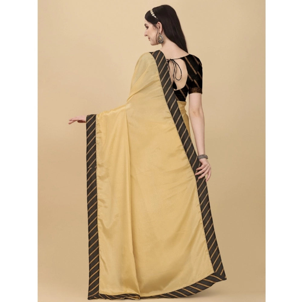 Women's Chiffon Self Design Saree With Unstitched Blouse 5.5 Mtr (Yellow)