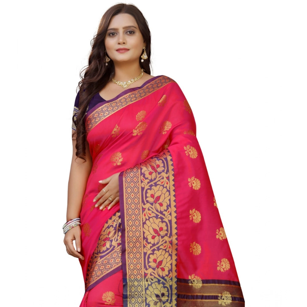 Women's Silk Blend Woven Saree With Unstitched Blouse 5.5 Mtr (Multicolor)