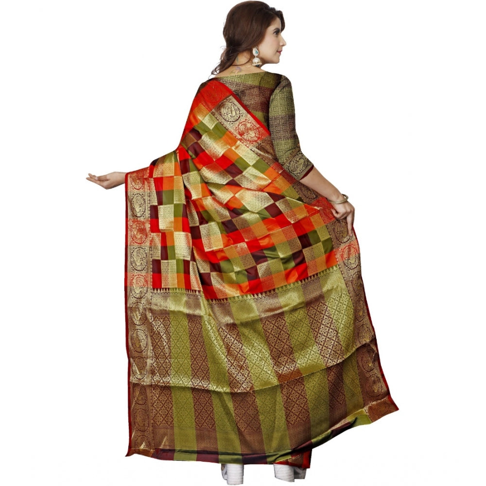Women's Jacquard Woven Saree With Unstitched Blouse 5.5 Mtr (Multicolor)