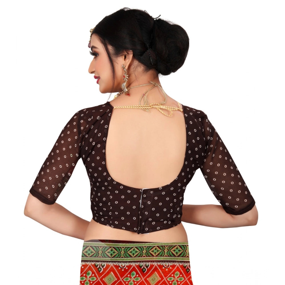 Women's Georgette Floral Print Saree With Unstitched Blouse 5.5 Mtr (Orange)