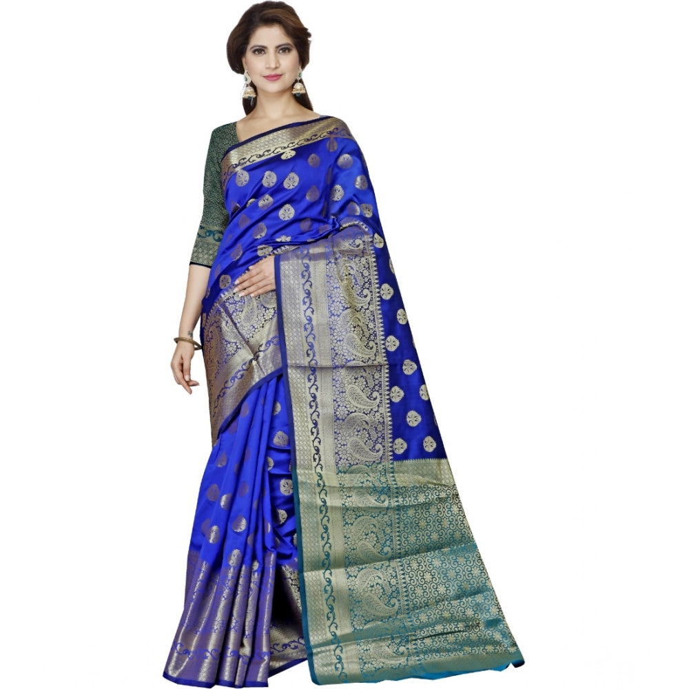 Women's Jacquard Woven Saree With Unstitched Blouse 5.5 Mtr (Multicolor)