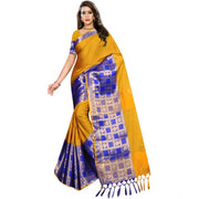 Women's Jacquard Woven Saree With Unstitched Blouse 5.5 Mtr (Mustard)