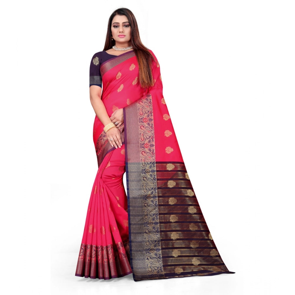 Women's Silk Blend Woven Saree With Unstitched Blouse 5.5 Mtr (Multicolor)