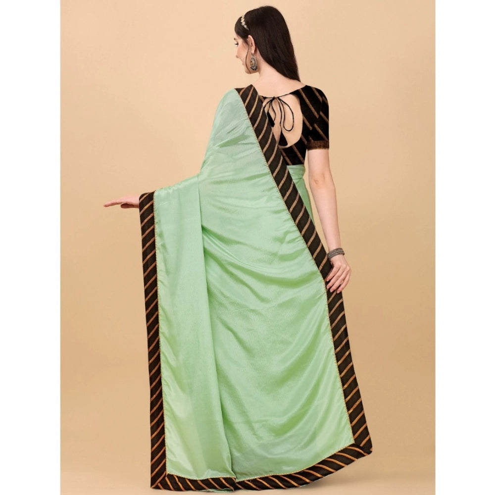 Women's Chiffon Self Design Saree With Unstitched Blouse 5.5 Mtr (Light Green)