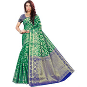 Women's Jacquard Woven Saree With Unstitched Blouse 5.5 Mtr (Green)