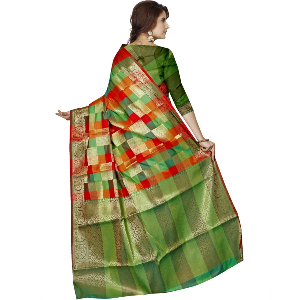 Women's Jacquard Woven Saree With Unstitched Blouse 5.5 Mtr (Green)