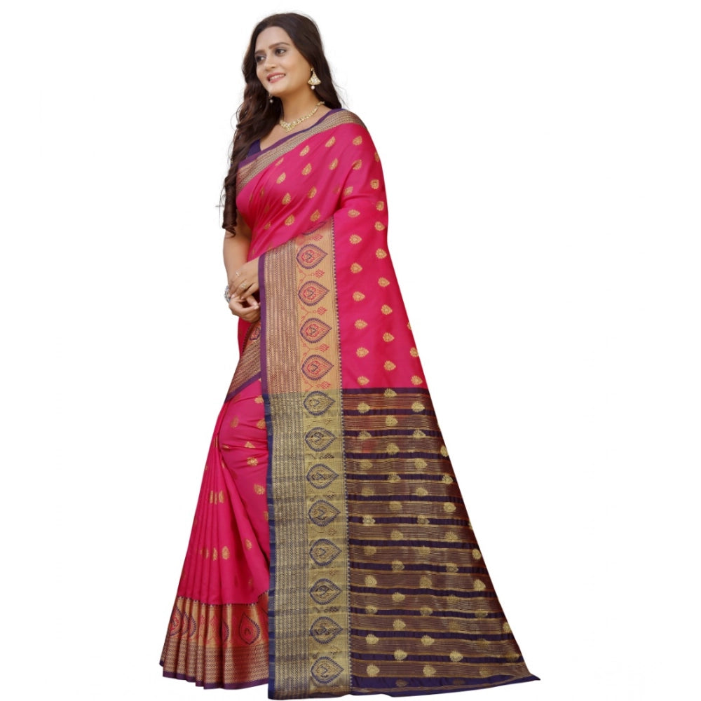 Women's Silk Blend Woven Saree With Unstitched Blouse 5.5 Mtr (Multicolor)