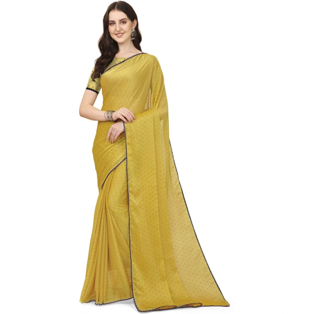 Women's Silk Blend Embellished Saree With Unstitched Blouse 5.5 Mtr (Mustard)