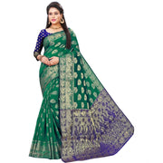 Women's Jacquard Woven Saree With Unstitched Blouse 5.5 Mtr (Green)