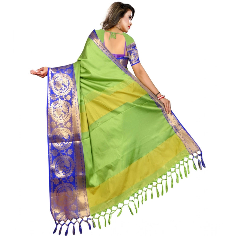 Women's Jacquard Woven Saree With Unstitched Blouse 5.5 Mtr (Green)