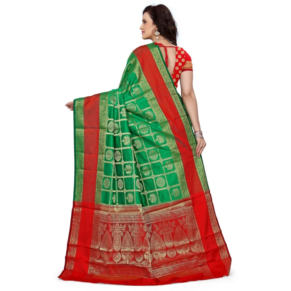 Women's Jacquard Woven Saree With Unstitched Blouse 5.5 Mtr (Green)