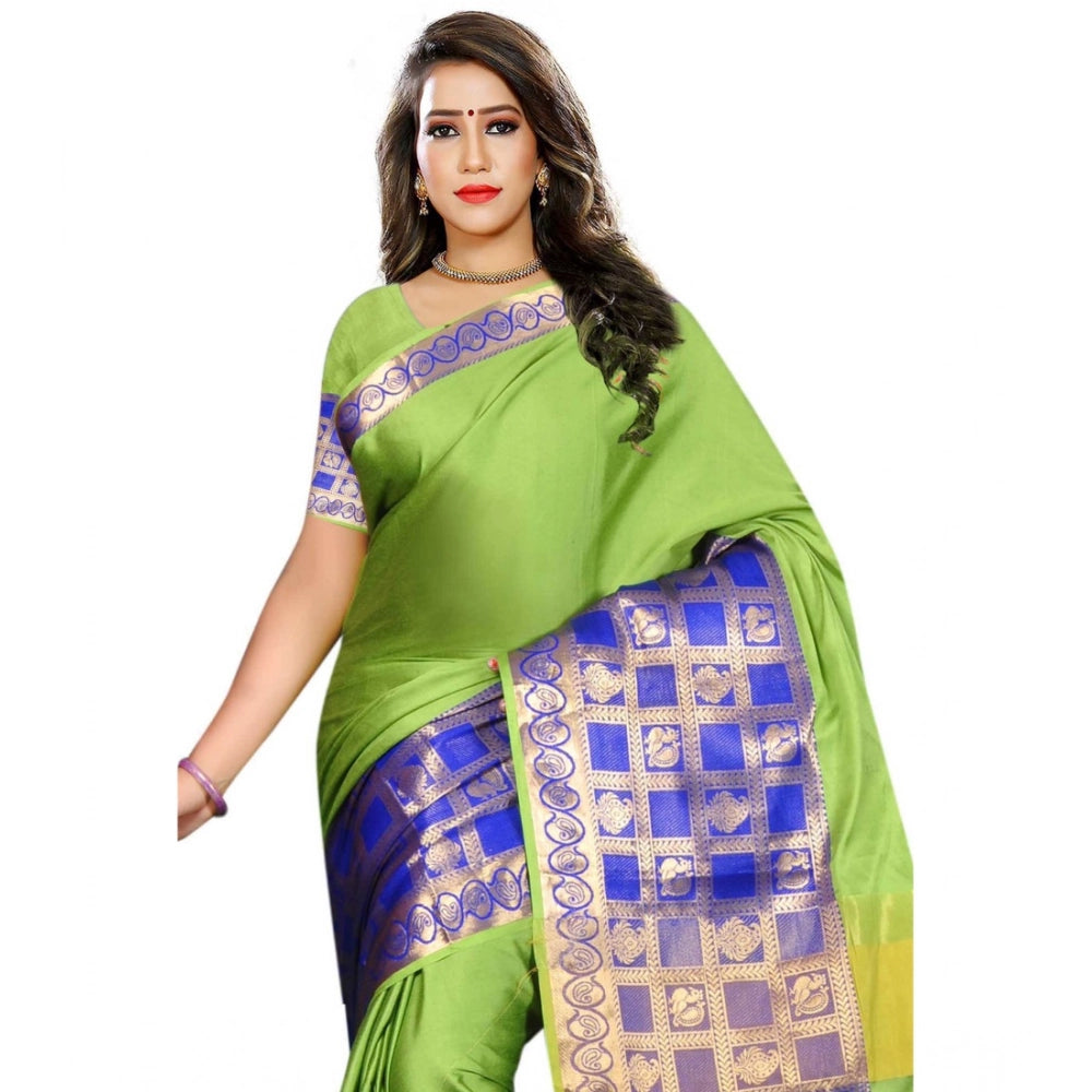 Women's Jacquard Woven Saree With Unstitched Blouse 5.5 Mtr (Green)