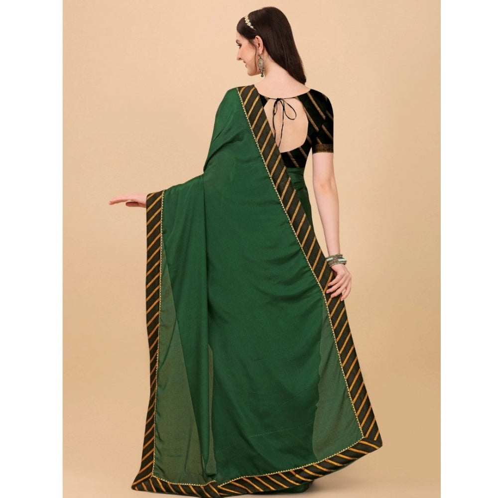 Women's Chiffon Self Design Saree With Unstitched Blouse 5.5 Mtr (Green)