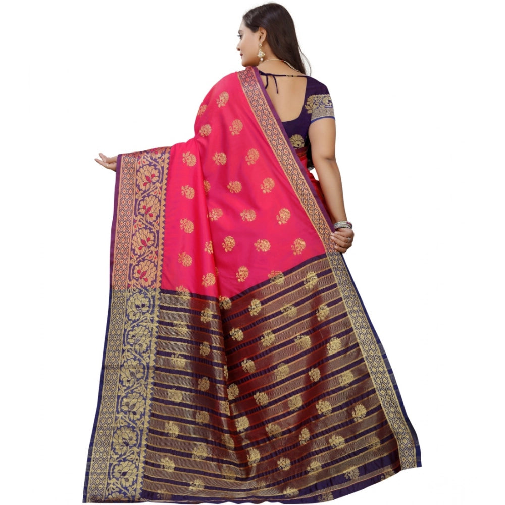Women's Silk Blend Woven Saree With Unstitched Blouse 5.5 Mtr (Multicolor)