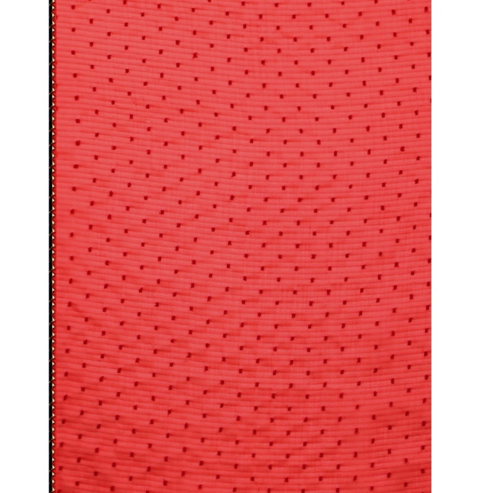 Women's Silk Blend Embellished Saree With Unstitched Blouse 5.5 Mtr (Red)