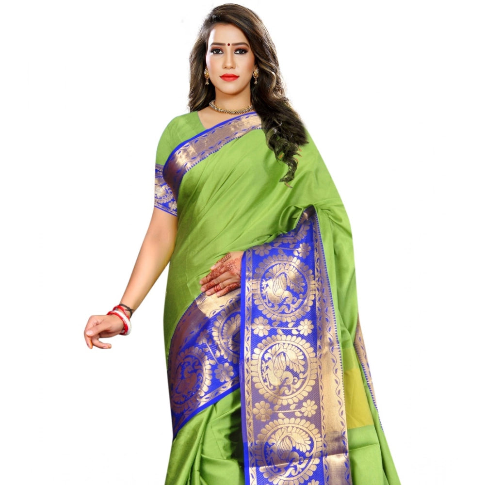 Women's Jacquard Woven Saree With Unstitched Blouse 5.5 Mtr (Green)