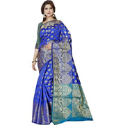 Women's Jacquard Woven Saree With Unstitched Blouse 5.5 Mtr (Dark Blue)