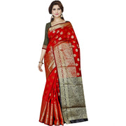 Women's Jacquard Woven Saree With Unstitched Blouse 5.5 Mtr (Red)