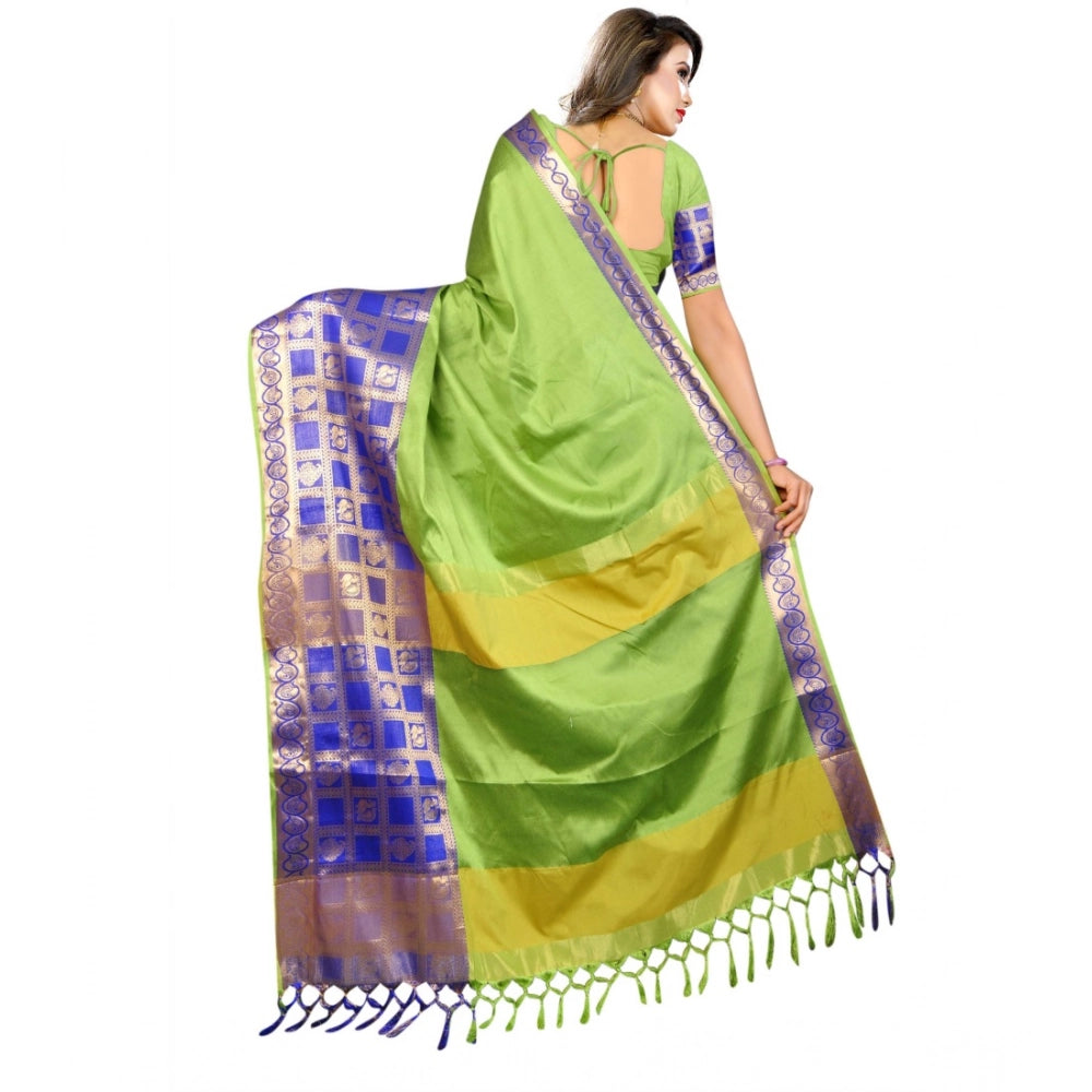 Women's Jacquard Woven Saree With Unstitched Blouse 5.5 Mtr (Green)
