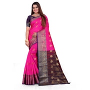 Women's Silk Blend Woven Saree With Unstitched Blouse 5.5 Mtr (Pink)