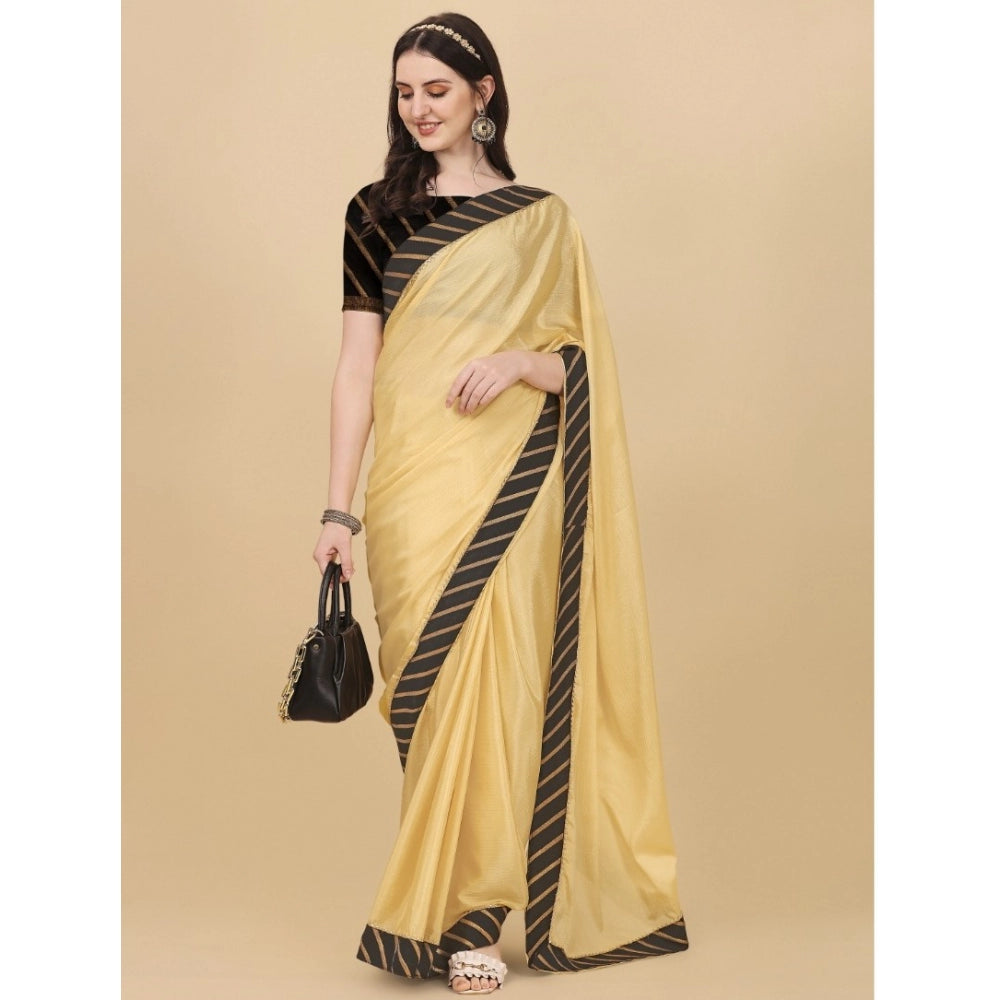 Women's Chiffon Self Design Saree With Unstitched Blouse 5.5 Mtr (Yellow)