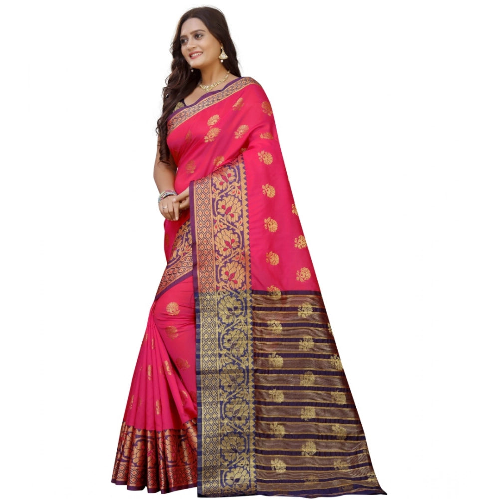 Women's Silk Blend Woven Saree With Unstitched Blouse 5.5 Mtr (Multicolor)
