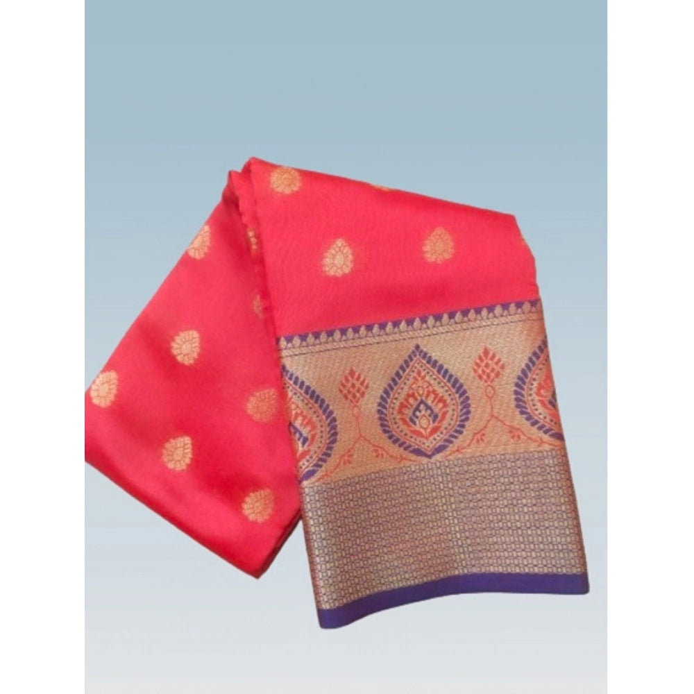 Women's Silk Blend Woven Saree With Unstitched Blouse 5.5 Mtr (Red)