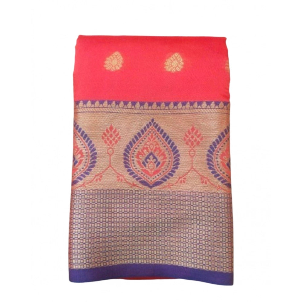 Women's Silk Blend Woven Saree With Unstitched Blouse 5.5 Mtr (Red)