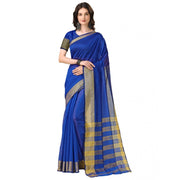 Women's Cotton Silk Striped Saree With Unstitched Blouse 5.5 Mtr (Multicolor)