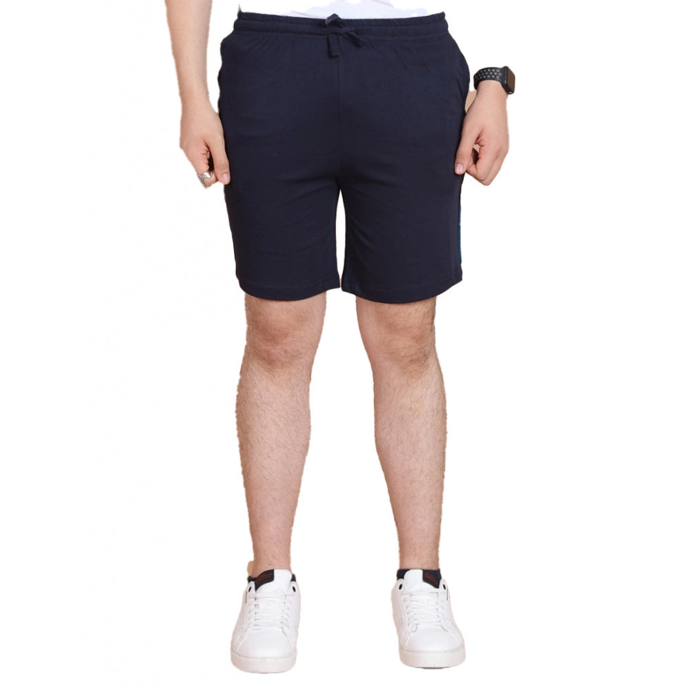Men's Casual Cotton Striped Above-Knee Shorts - Navy