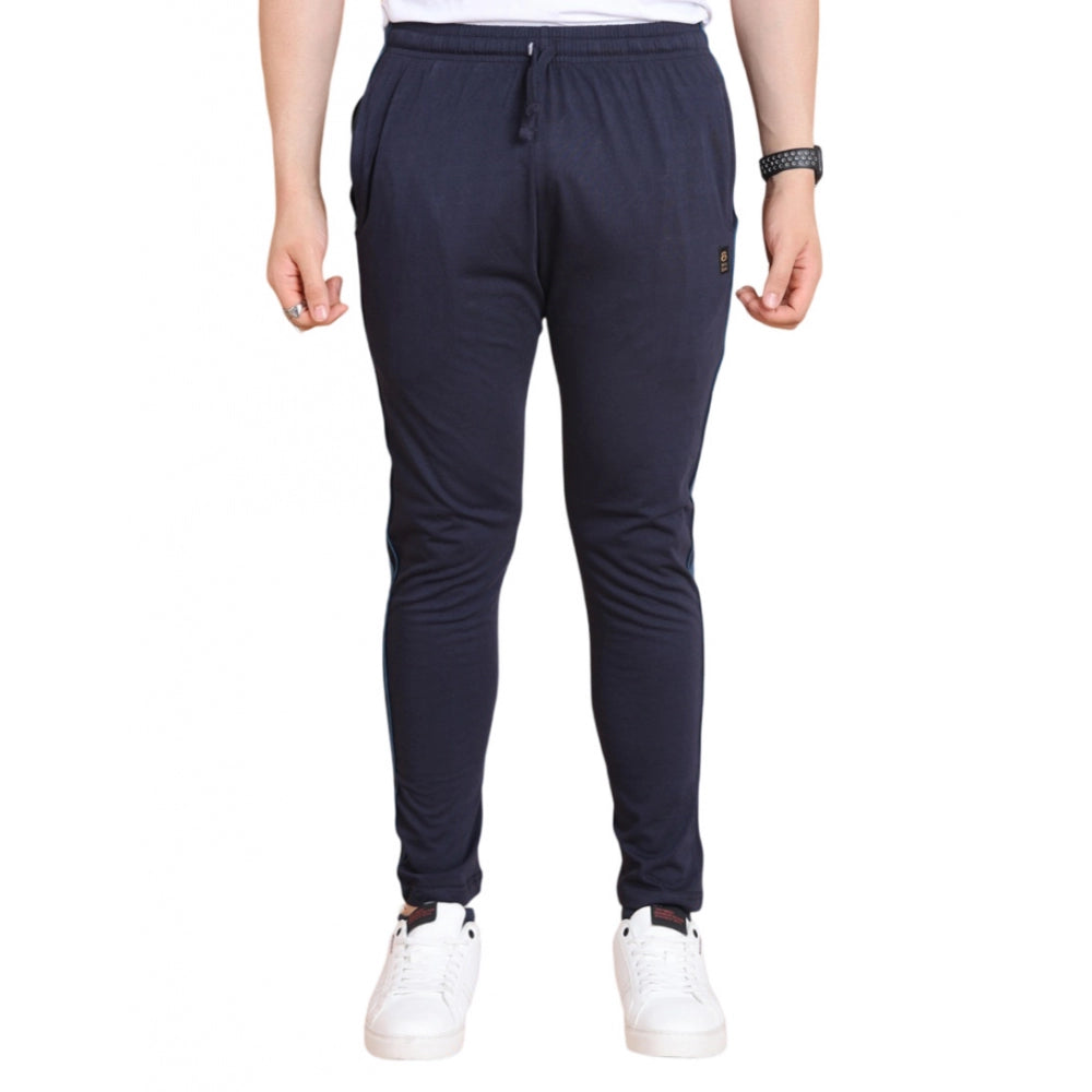 Men's Casual Cotton Striped Full-Length Track Pant - Navy