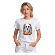 Women's Polyester Solid Printed Round Neck Half Sleeve T - shirt - White