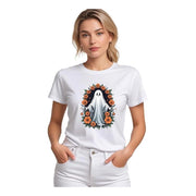 Women's Polyester Solid Printed Round Neck Half Sleeve T - shirt - White