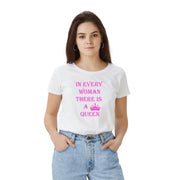 Women's Polyester Solid Printed Round Neck Half Sleeve T - shirt - White