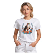 Women's Polyester Solid Printed Round Neck Half Sleeve T - shirt - White