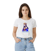 Women's Polyester Solid Printed Round Neck Half Sleeve T - shirt - White