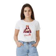 Women's Polyester Solid Printed Round Neck Half Sleeve T - shirt - White