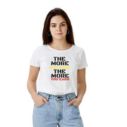 Women's Polyester Solid Printed Round Neck Half Sleeve T - shirt - White