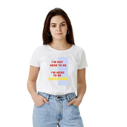 Women's Polyester Solid Printed Round Neck Half Sleeve T - shirt - White