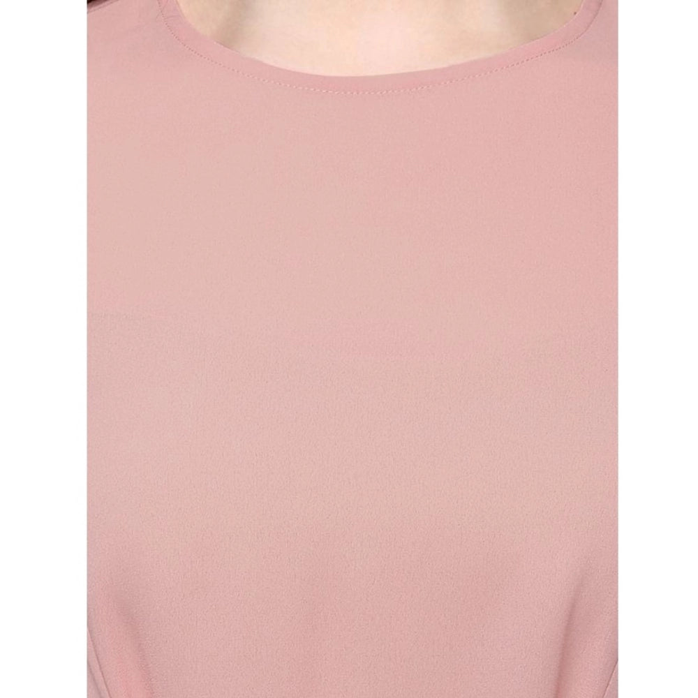 Women's Polyester Solid Long Sleeve Regular Top - Pink