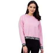 Women's Fleece Solid Long Sleeves Sweatshirt (Pink) - POPNOVA