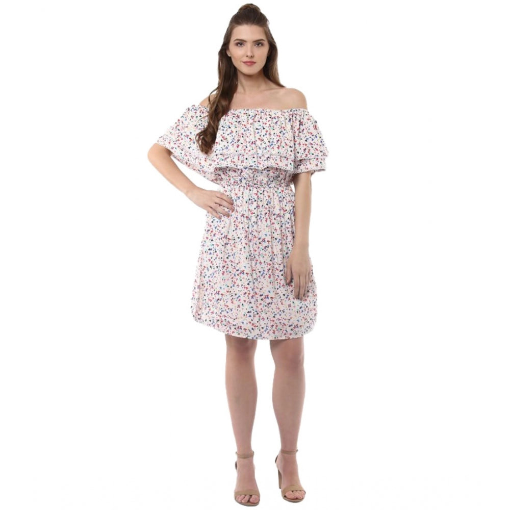 Generic Women's Rayon Floral Half Sleeve Above Knee Dress (Multicolor) - Women's Dress | POPNOVA