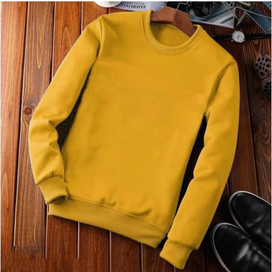 Solid Fleece Round Neck Long Sleeve Sweatshirt for Men - Orange - POPNOVA - photo 3