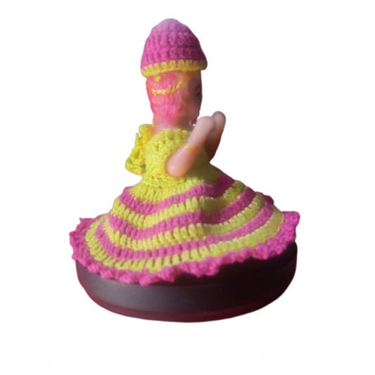 Laddu Gopal Tharad Dress Size: 0 To 6 (Pink-Yellow) | Home Accessories